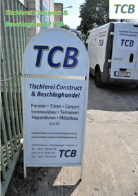 Werbeaufsteller Tischlerei Construct & Beschlaghandel TCB Potsdam